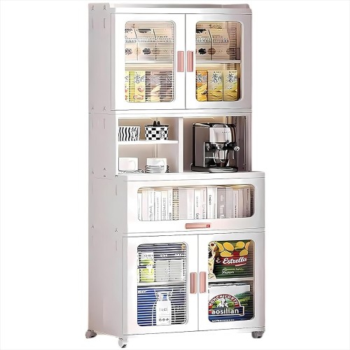 ALL YOU NEED  73" Kitchen Pantry Storage Cabinet, Collapsible Storage Organizer With Rotating Wheels for Home, Kitchen, Living Room