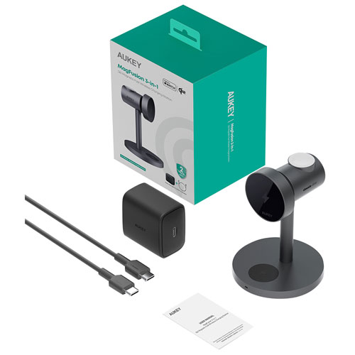 Station de chargement magnétique sans fil 15 W 3-en-1 Qi2 MagFusion d'AUKEY