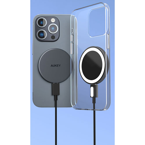 AUKEY MagFusion Aura Qi2 Magnetic 15 W Wireless Charger - Space Grey