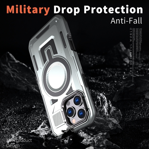 XCRS Shield Case Magsafe Cover, Camera Invisible Bracket Stand Case for Apple iPhone 16 Pro 2024