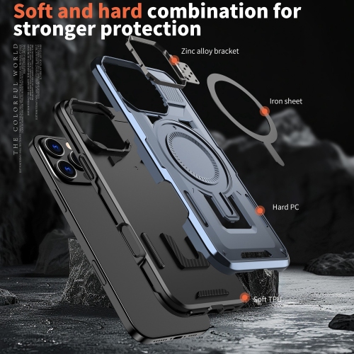 XCRS Shield Case Magsafe Cover, Camera Invisible Bracket Stand Case for Apple iPhone 16 Pro Max 2024