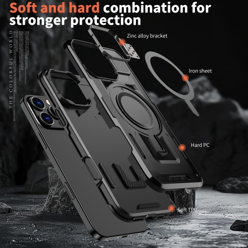 XCRS Shield Case Magsafe Cover, Camera Invisible Bracket Stand Case for Apple iPhone 16 Pro Max 2024