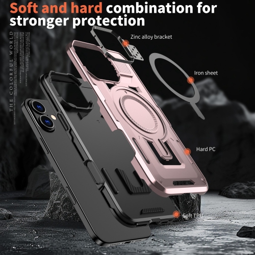 XCRS Shield Case Magsafe Cover, Camera Invisible Bracket Stand Case for Apple iPhone 16 Plus 2024