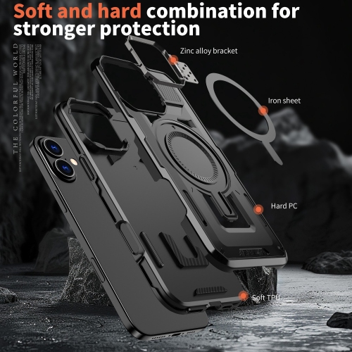 XCRS Shield Case Magsafe Cover, Camera Invisible Bracket Stand Case for Apple iPhone 16 2024