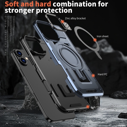 XCRS Shield Case Magsafe Cover, Camera Invisible Bracket Stand Case for Apple iPhone 16 2024