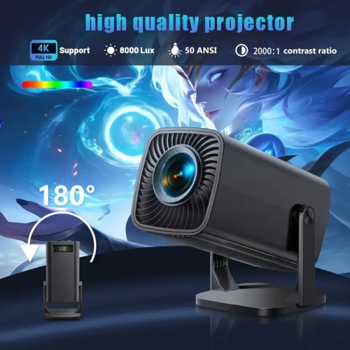 Portable Mini Projector with 180° Rotation, Full HD 1920x1080P, Multi-Device Compatibility, Indoor/Outdoor Use -Canada Plug