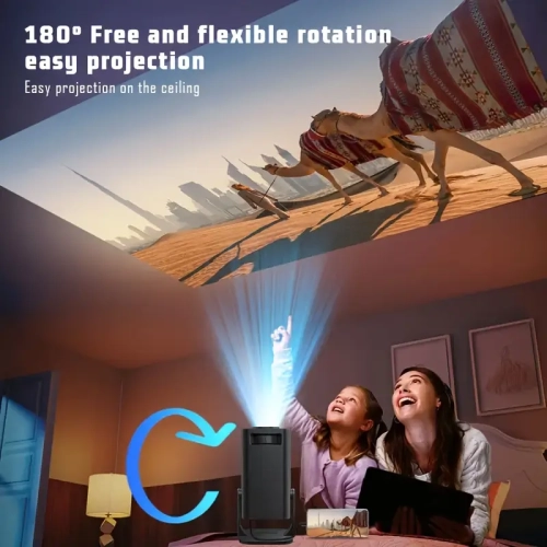 Portable Mini Projector with 180° Rotation, Full HD 1920x1080P, Multi-Device Compatibility, Indoor/Outdoor Use -Canada Plug