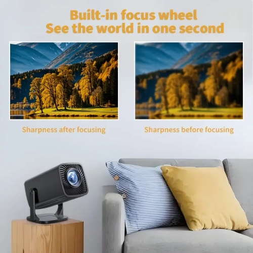 Portable Mini Projector with 180° Rotation, Full HD 1920x1080P, Multi-Device Compatibility, Indoor/Outdoor Use -Canada Plug