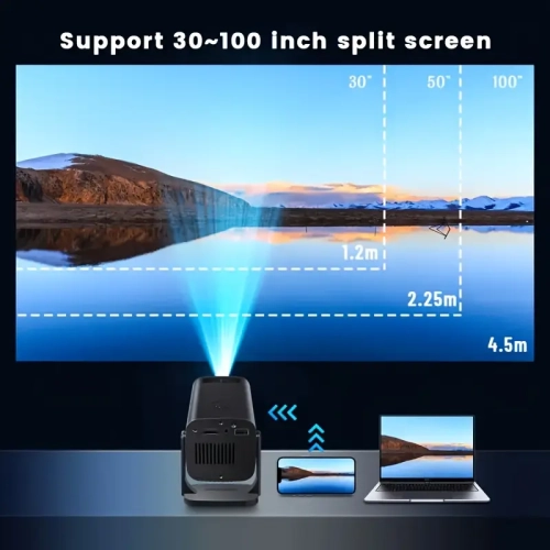 Portable Mini Projector with 180° Rotation, Full HD 1920x1080P, Multi-Device Compatibility, Indoor/Outdoor Use -Canada Plug