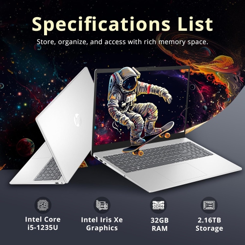 HP 15.6" HD Touchscreen Laptop, Intel i5-1235U, 32GB RAM, 2.16TB Storage(2TB SSD + 160GB Docking Station Set), Intel Iris Xe Graphics, Numeric