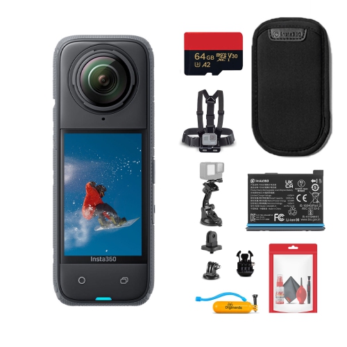 Caméra d'action étanche 360 Insta360 X4 + trousse d'accessoires 50-en-1 + carte 64&nbsp;Go
