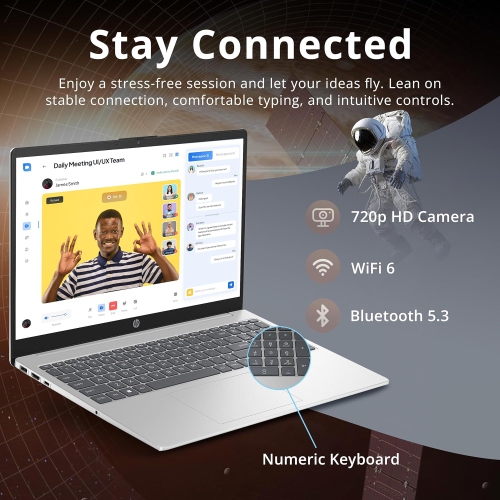 HP 15.6" FHD IPS Laptop, Intel i5-1235U, 416GB Storage(256GB SSD + 160GB Docking Station Set), 8GB RAM, Intel Iris Xe Graphics, Numeric Keypad,