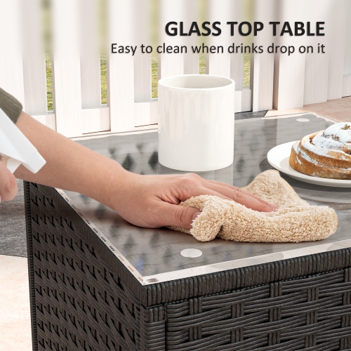 Outsunny 3 Pieces Rattan Bistro Set with Rocking Chairs, Wicker Patio Furniture Set with Thick Cushions, Bistro Table Set Outdoor Patio Conversation