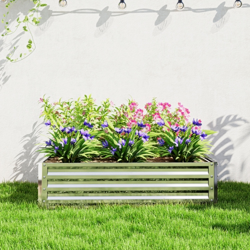Jardinière en acier galvanisé Outsunny pour légumes, fleurs, fines herbes, 4 x 4 x 1 pi