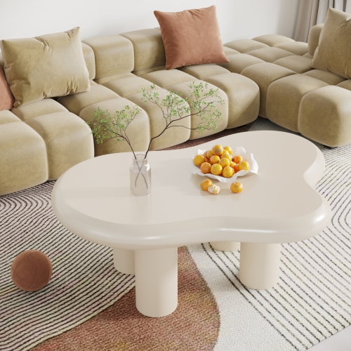 Table basse Cloud de Tribesigns, table centrale moderne Carton blanche pour le bureau à domicile de salon