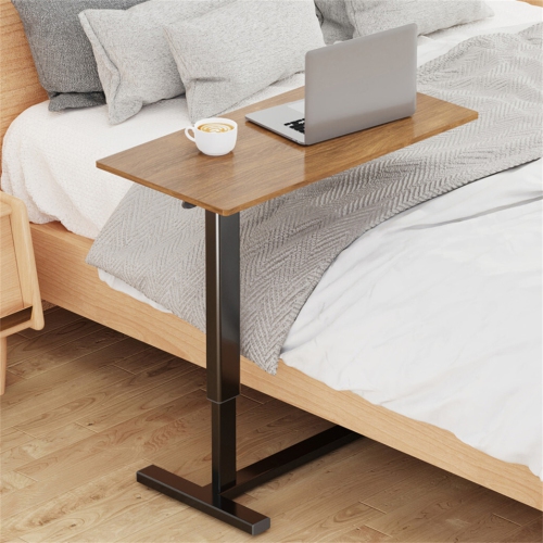 Medical Adjustable Tilt Overbed Bedside Table with Wheels Pneumatic Mobile Standing Laptop Desk Rolling Computer Cart Movable Bed Hospital Home Use