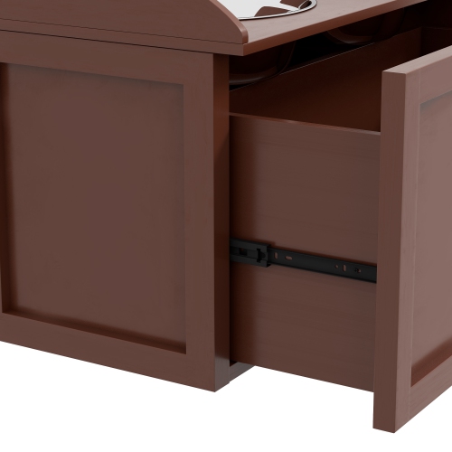 PawHut – Station d'alimentation surélevée pour gros chiens, bols surélevés pour chiens avec tiroir de rangement dissimulé, 2 bols en acier