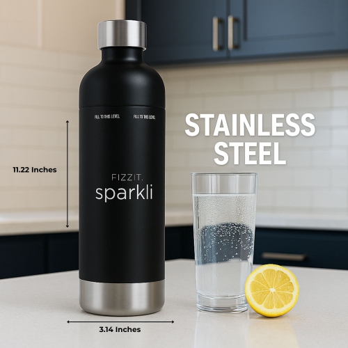 Bouteille de gazéification en acier inoxydable et bouteille d'eau de FIZZIT | Compatible avec la machine à soda de carbonation Philips et les