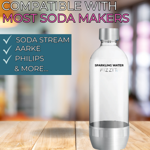 Bouteille de rechange compatible FIZZIT pour machine à gazéifier de 1 l de SodaStream, paquet de 2