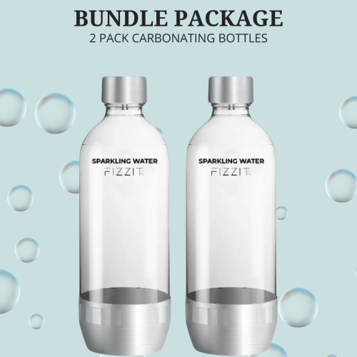 Bouteille de rechange compatible FIZZIT pour machine à gazéifier de 1 l de SodaStream, paquet de 2