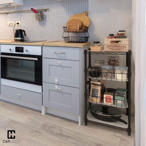 CAPHAUS NSF Adjustable Height 6 Tier Wire Shelving Unit w/Basket & Liner, Storage Rack Corner Shelves, Metal Storage Rack for Kitchen, Bathroom,