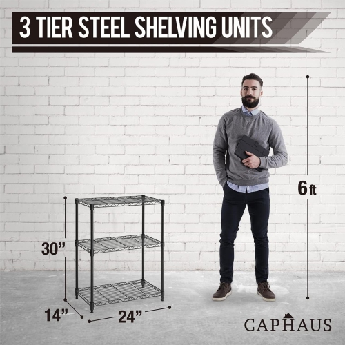 CAPHAUS Heavy-Duty Adjustable Height Wire Shelving Unit, Wire Rack Shelving, Metal Steel Storage Shelves, Garage Shelving Storage Organizer, Utility