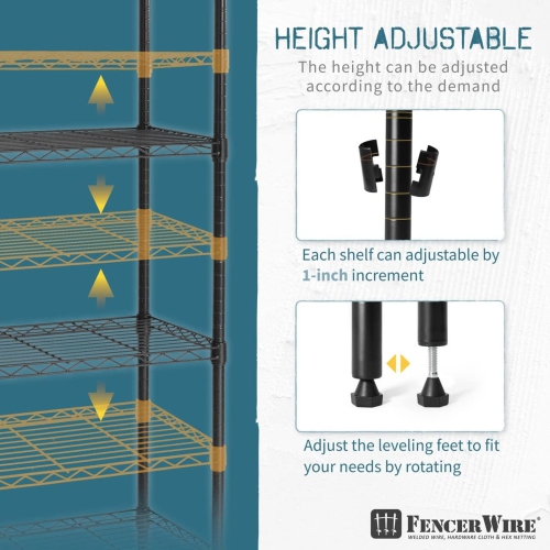 CAPHAUS NSF Adjustable Height Wire Shelving w/Liner, Basement Storage Shelving, Metal Steel Storage Shelving, Garage Shelving Storage Organizer,