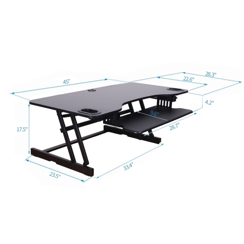 Rocelco ADRB45 Adjustable-Height Desk Riser, Triple Monitor Mount (DM3) and Anti-Fatigue Mat (MAFM)