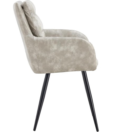 Ensemble de 2 chaises de salle à manger modernes en similicuir PU, chaise recouverte avec accoudoirs, dossier, pattes en métal pour la maison, salle