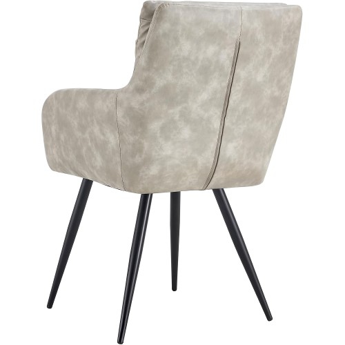 Ensemble de 2 chaises de salle à manger modernes en similicuir PU, chaise recouverte avec accoudoirs, dossier, pattes en métal pour la maison, salle