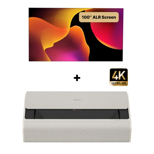 XGIMI AURA 2 4K Laser Ultra Short Throw Projector and 100'' ALR Projector Screen Bundle, Best for Home Theatre, Movies, Gaming, Projection