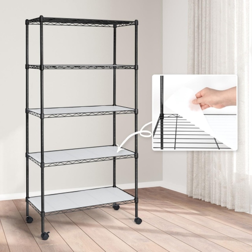 CAPHAUS NSF Heavy Duty Wire Shelving w/Wheels, Leveling Feet & Liners, Storage Metal Shelf, Garage Shelving Storage, Utility Wire Rack Storage