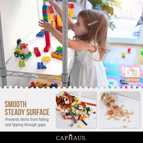 CAPHAUS NSF Heavy Duty Wire Shelving w/Wheels, Leveling Feet & Liners, Storage Metal Shelf, Garage Shelving Storage, Utility Wire Rack Storage