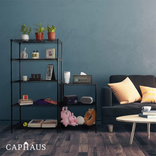 CAPHAUS 3/4/5-Tier Adjustable Height Wire Shelving Unit, Wire Rack Shelving, Metal Steel Storage Shelves, Garage Shelving Storage Organizer, Utility