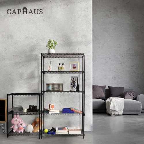 CAPHAUS 3/4/5-Tier Adjustable Height Wire Shelving Unit, Wire Rack Shelving, Metal Steel Storage Shelves, Garage Shelving Storage Organizer, Utility