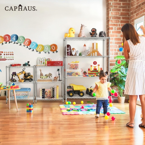 CAPHAUS NSF Adjustable Height Wire Shelving w/Liner, Basement Storage Shelving, Metal Steel Storage Shelving, Garage Shelving Storage Organizer,