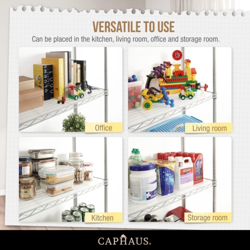 CAPHAUS NSF Adjustable Height Wire Shelving w/Liner, Metal Steel Storage Shelves, Utility Shelf, Garage Shelving Storage Organizer, Basement Storage