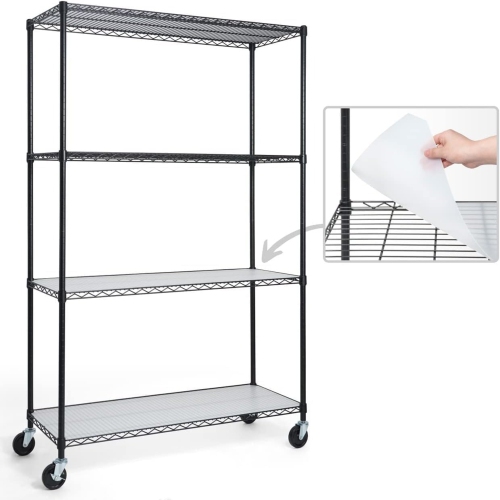 CAPHAUS NSF Commercial Grade Heavy Duty Wire Shelving w/Wheels, Leveling Feet & Liners, Storage Metal Shelf, Garage Shelving Storage, Utility Wire