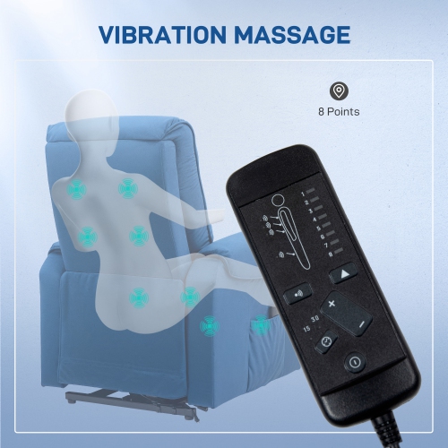 Fauteuil inclinable électrique pour personnes âgées de HOMCOM avec 8 points de vibration, fauteuil inclinable avec télécommande, pochettes latérales
