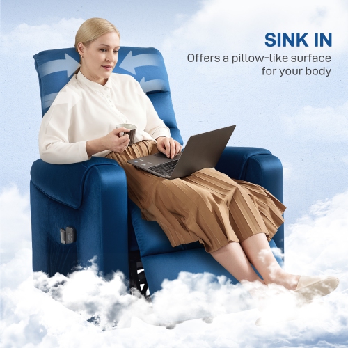 Fauteuil inclinable électrique pour personnes âgées de HOMCOM avec 8 points de vibration, fauteuil inclinable avec télécommande, pochettes latérales