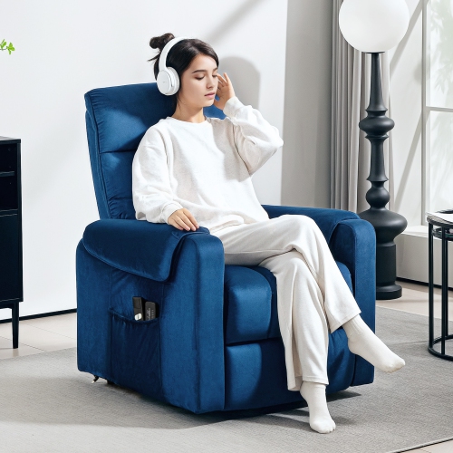 Fauteuil inclinable électrique pour personnes âgées de HOMCOM avec 8 points de vibration, fauteuil inclinable avec télécommande, pochettes latérales