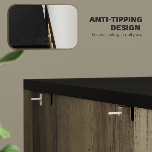 HOMCOM 4 Drawer File Cabinet, Farmhouse Lateral Filing Cabinet with Adjustable Hanging Bars for Letter, A4 and Legal Size, Printer Stand for Home