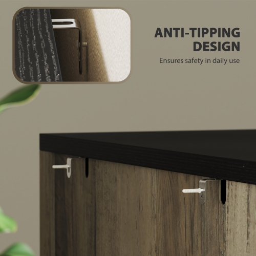 HOMCOM File Cabinet with 2 Drawers, Farmhouse Lateral Filing Cabinet with Adjustable Hanging Bars for Letter, A4 and Legal Size, Printer Stand for