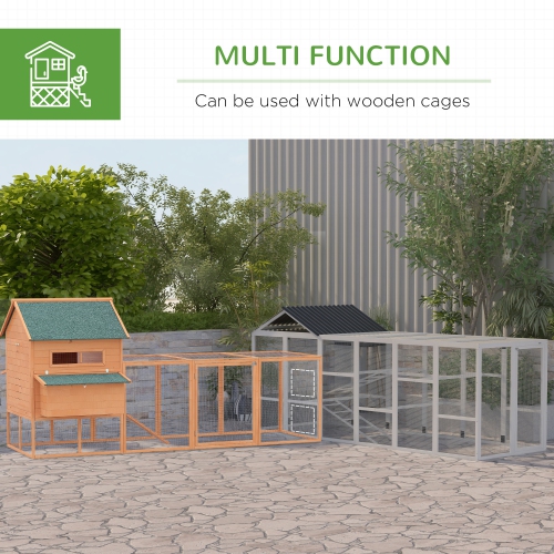 PawHut Outdoor Wooden Chicken Coop with Run, Ramps, Perches, Storage, Backyard Hen House with Combinable Design for 6 - 10 Chickens, 142" x 48" x