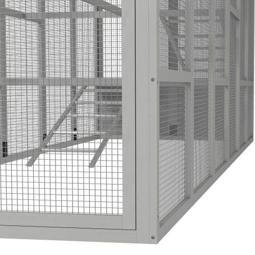 PawHut Outdoor Wooden Chicken Coop with Run, Ramps, Perches, Storage, Backyard Hen House with Combinable Design for 6 - 10 Chickens, 142" x 48" x