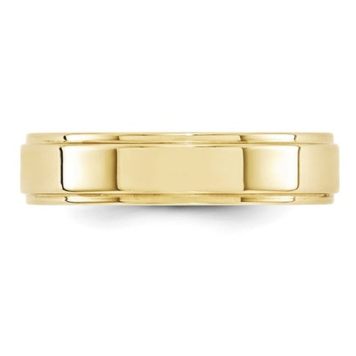 Ladies or Mens 10K Yellow Gold 5mm Flat Wedding Band Ring with Step Edge