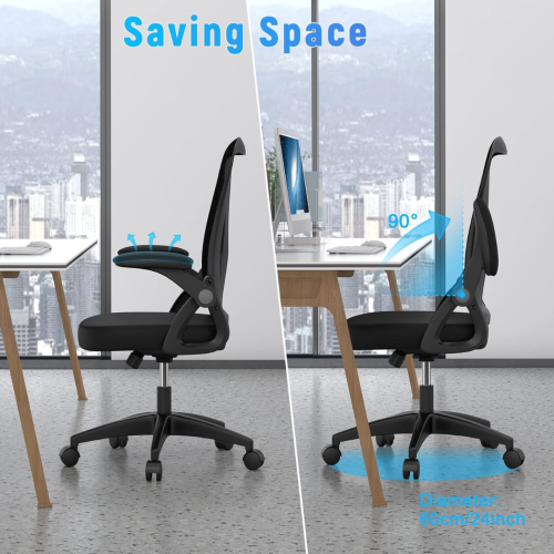 Mid Back Office Chair,Ergonomic Desk Chair with Adjustable Height, Flip-Up Arms and Lumbar Support, Breathable Mesh Computer for Home