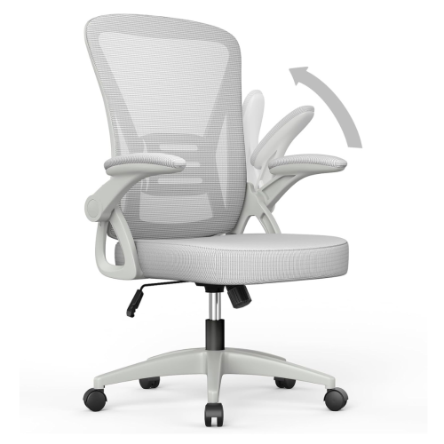 Mid Back Office Chair,Ergonomic Desk Chair with Adjustable Height, Flip-Up Arms and Lumbar Support, Breathable Mesh Computer for Home