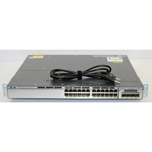 Open box Cisco WS-C3750X-24P-E 24port POE IP service switch with C3KX-NM-1G. 1 Year warranty.