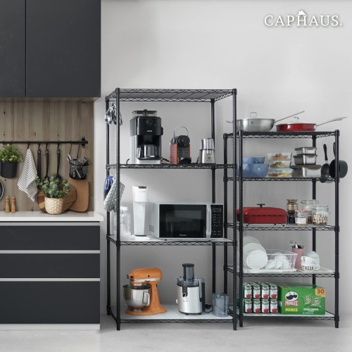 CAPHAUS Heavy-Duty Adjustable Height Wire Shelving Unit, Wire Rack Shelving, Metal Steel Storage Shelves, Garage Shelving Storage Organizer, Utility